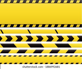 Seamless Barricade Tapes And Web Banners. Barrier Line And Blank Construction Border Tape.