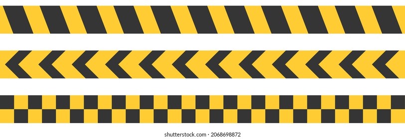 Seamless barrier tape. Construction border. Black and yellow restriction line. Do not cross boundary tape