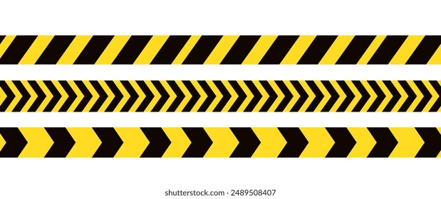 Nahtloses Absperrband. Baugrenze. Schwarz-gelbe Begrenzungslinie. Kein grenzüberschreitendes Band. Vektorillustration