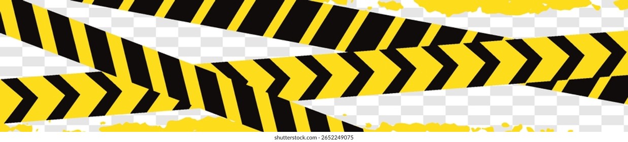 Seamless barrier tape. Construction border. Black and yellow restriction line. Do not cross boundary tape. modern eps 10.