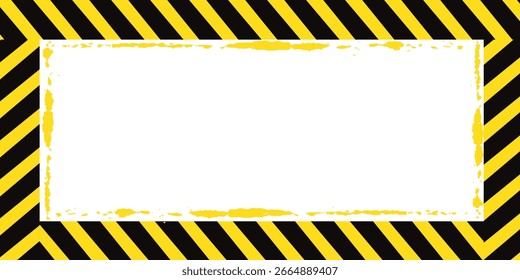 Cinta de barrera sin costuras. Frontera de construcción. Línea de restricción negra y amarilla. 