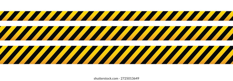 Patrón de cinta de barrera sin costuras con rayas diagonales negras y amarillas que representan el borde de la construcción, la advertencia de peligro, el marcado de la zona de seguridad y el concepto de precaución industrial