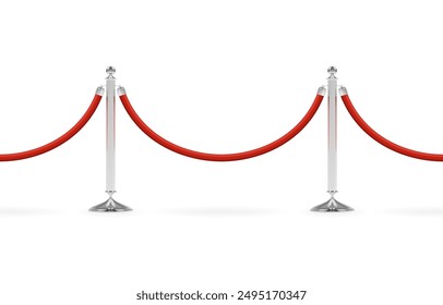 Seamless barriers line with red rope on silver stanchions