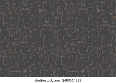 seamless bartender pattern, cocktail bar, great for wrapping, textile, wallpaper, greeting card- vector illustration