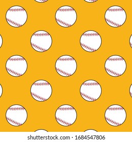 seamless baseball pattern with yellow backdrop. endless sports vector illustration for backdrop, printing, etc.