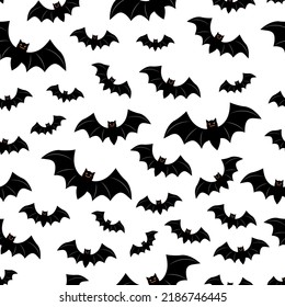 Seamless bat pattern silhouettes vector illustration	