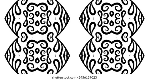 Seamless batik ethnic dayak ornament line art pattern of indonesian culture traditional 