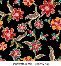 Seamless Batik Floral Pattern Background 