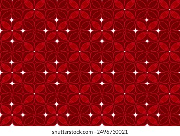 Patrones geométricos elegantes ornamentales modernos de Batik Kawung - Diseño vintage simétrico de color rojo. Texturas de cuadrícula infinitas. Fondos antiguos repetibles de Vector