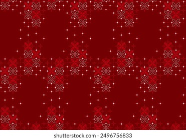 Seamless Batik Kawung modern ornamental elegant geometric patterns - Red color symmetric vintage design. Endless grid textures. Vector repeatable antique backgrounds