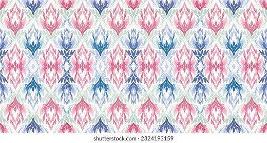 Seamless batik pattern, Seamless floral batik pattern, and Seamless motif pattern resemble ethnic boho, Aztec, and ikat styles. designed for use in satin, wallpaper, fabric, curtain, carpet, Batik 
