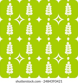 The seamless Batik pattern of moringa leaves. Showing a beautiful seamless pattern with deep meaning of nature and health beneficial. moringa is leaves that can use for cooks, herbs, drinks, and many 