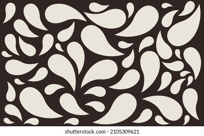 Seamless batik pattern within dark brown and multi size water drops pattern.