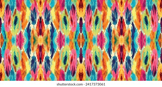 Patrón de batik sin soldadura, patrón de batik tribal sin soldadura y patrón colorido sin costura se asemeja a los estilos de boho étnico, azteca y ikat.diseñado para su uso en papel pintado, tela, cortina, alfombra, bordado de batik