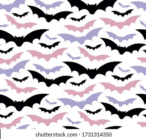 Seamless bats pattern in different colors 