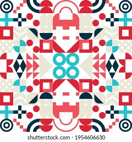 Fondo vectorial de Bauhaus sin foco. Patrón geométrico retro. Mosaico de formas simples.