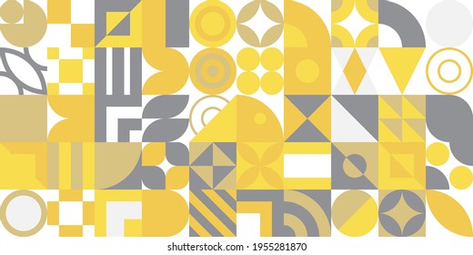Seamless Bauhaus Abstract vector background. Retro geometric pattern. Simple shapes mosaic.