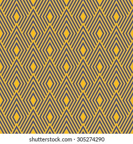 Seamless bauhaus blue and yellow art deco op art diamond pattern vector