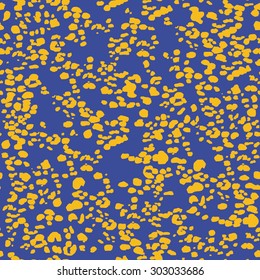 Seamless Bauhaus blue and yellow leopard spots pattern vector