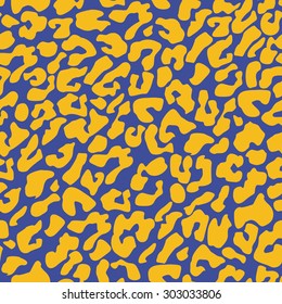 Seamless Bauhaus blue and yellow leopard print tileable animal pattern vector