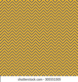 Seamless bauhaus blue and yellow vintage pixel zigzag pattern vector