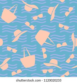 Seamless beach pattern with ladies accessories