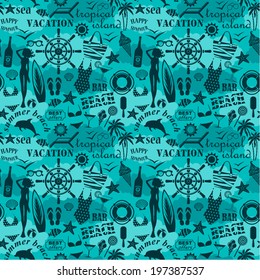 Seamless beach pattern. vector 