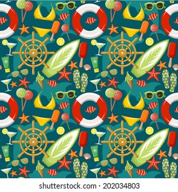 Seamless beach pattern. vector 