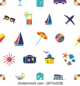 Seamless beach vacation pattern. Background for you  a summer vacation design. 