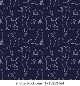 Patrón de remolinos sin foco. Caricatura de mascota, conjunto de adorables cachorros para imprimir, afiches y postales. Fondo animal de remolino vectorial. Gracioso patrón sin costura