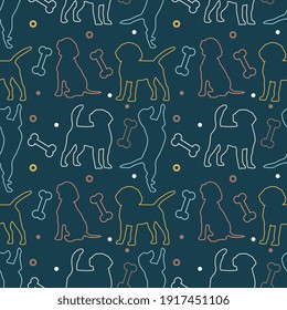 Seamless beagle pattern. Cartoon home pet, set of cute puppies for print, posters and postcard. Vector beagle  animal background. Funny little doggy seamless pattern