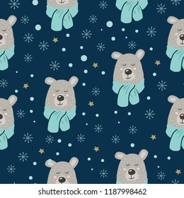 Seamless bear pattern. Vector image for printing