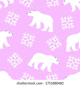 Seamless Bears And Snowflakes Pattern, Vector Illustration EPS 10.