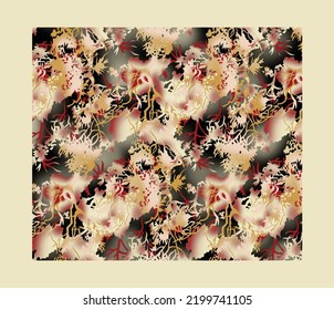 Seamless beautiful abstract watercolor colorful vintage flower with leaf bouquet garden summer pattern on floral background pattern .flower with an Object pattern on black.