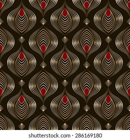 Seamless beautiful antique bronze pattern vector ornament. Geometric background design, repeating texture.