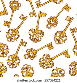 seamless beautiful background with gold retro keys