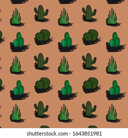 seamless beautiful cacti and succulent flower plants for decoration, textile, printing etc.