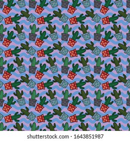 seamless beautiful cacti and succulent flower plants for decoration, textile, printing etc.