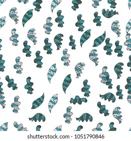Seamless Beautiful fabric pattern. Black, blue and white on colors. Doodles cute pattern. It can be used on wallpaper, mug prints, baby apparels, wrapping boxes etc. Vector - stock. Nice background.