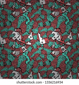 Seamless Beautiful fabric pattern. Black, blue and pink on colors. Vector - stock. Doodles cute pattern. Nice background.