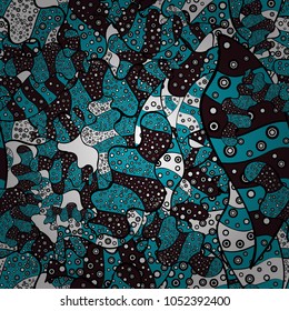 Seamless Beautiful fabric pattern. Brown, blue and black on colors. Vector - stock. Nice background. Doodles cute pattern. It can be used on wallpaper, mug prints, baby apparels, wrapping boxes etc.