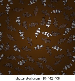 Seamless Beautiful fabric pattern. Doodles brown, black and white on colors. Vector.
