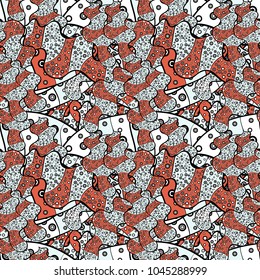 Seamless Beautiful fabric pattern. Doodles neutral, black and orange on colors. Vector.
