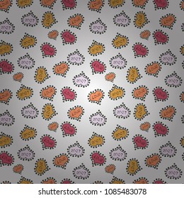 Seamless Beautiful fabric pattern. Doodles black, white and pink on colors. Vector.