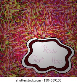 Seamless Beautiful fabric pattern. Doodles magenta, red and white on colors. Vector.