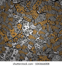 Seamless Beautiful fabric pattern. Gray, black and yellow on colors. Vector - stock. Doodles cute pattern. Nice background.