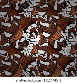 Seamless Beautiful fabric pattern. Nice background. White, brown and black on colors. Doodles cute pattern. Vector - stock.