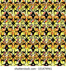 Seamless Beautiful fabric pattern. Nice background. Doodles cute pattern. Yellow, neutral and black on colors. Vector - stock.