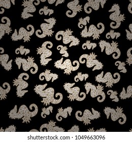 Seamless Beautiful fabric pattern. Vector - stock. Doodles cute pattern. Black, white and beige on colors. Nice background.