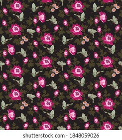 Seamless beautiful floral design with butterfly